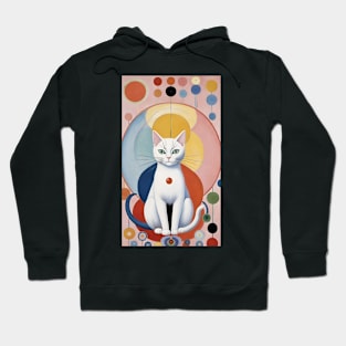 Hilma af Klint's Whiskered Wonderland: Abstract Feline Delight Hoodie